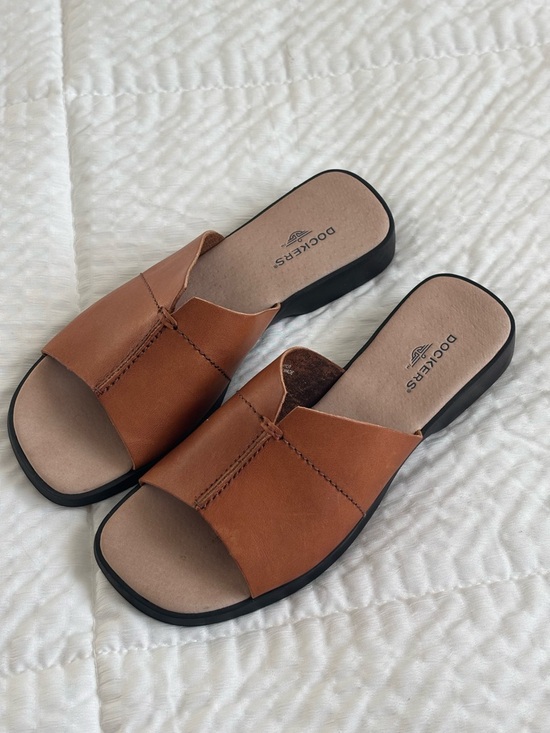 Dockers Shoes - Dockers Womens Leather Slide Sandals Brown Size 6.5 Comfort Casual Summer